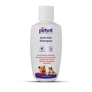 Petvit Anti Itch Shampoo with Tea Tree Oil  Lemon Grass Oil  for All Breed DogsCats Helps with rashesTicksFleas - 200ml-Petvit Anti Itch Shampoo with Tea Tree Oil & Lemon Grass Oil | for All Bree