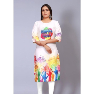 RIAANA Holi Cotton Blend Printed A-line Womens Kurti - White ( Pack of 1 ) - None