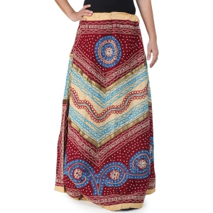 Maroon And Beige Long Ghagra Skirt from Jaipur with Aari Embroidery and Sequins