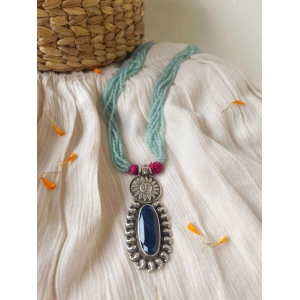 Shakti oxidised silver pendant with blue lapis lazuli