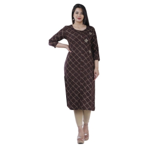 HIGHLIGHT FASHION EXPORT - Brown Rayon Womens Straight Kurti - XXL