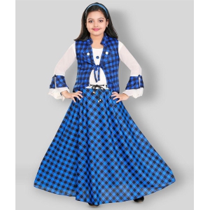 Pari Fashions - Blue Cotton Blend Girl's Gown ( Pack of 1 ) - None