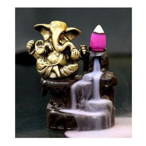 dedhas-smoke-ganesh-gold-with10pccone-resin-ganesha-idol-12-x-7-cms-pack-of-1