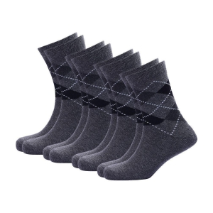 WILDSTUFF - Cotton Mens Argyle Light Grey Mid Length Socks ( Pack of 4 ) - Light Grey