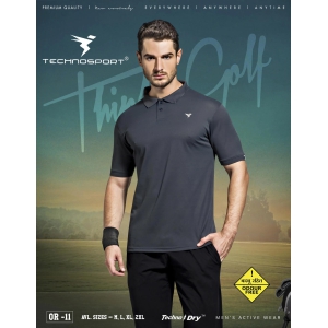 TechnoSport Polo Neck Half Sleeve Dry Fit T-Shirt for Men OR-11 (Anchor Grey)-XL