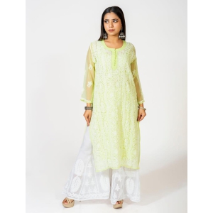 Ladies New Fashion Semi Georgette Chikankari Kurti