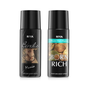 Riya Bindas And Born Rich Body Spray Deodorant For Mens Pack of 2 150 Ml Each