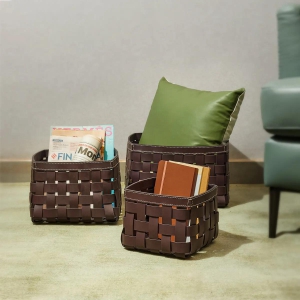 Storage Baskets Set Of 3 Bordeaux-Bordeaux