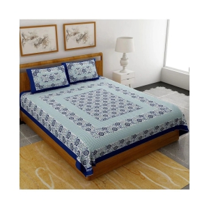 Uniqchoice Cotton Double Bedsheet with 2 Pillow Covers - Blue