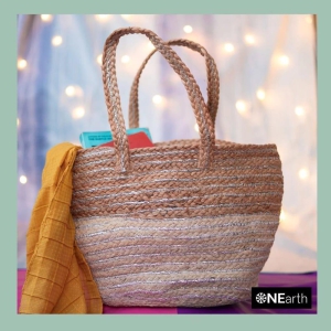 Brown and cream Jute Tote Bag