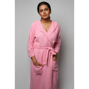 Cotton matte bathrobe with lining - full length-Off White / M