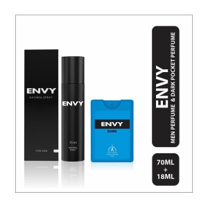 Envy Natural Perfume Spray for Men 70ml & Dark Pocket Perfume For Men 18 ml (Pack of 2)