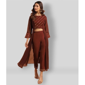 janasya-brown-jacket-style-georgette-womens-stitched-salwar-suit-pack-of-1-m