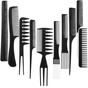 Beauty 10 Pcs Multipurpose Salon Hair Styling (41 * 25) cm Hairdressing hairdresser Barber Combs Professional Comb Kit