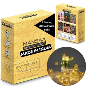 M17 Gold Wire Ball LED Lights-GoldBall / Yellow