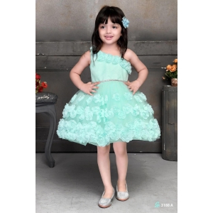 Cutedoll Sky Blue Flower Pattern Kids Girls Frock Dress-1-2 Year