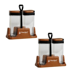 PearlPet - Brown Plastic Spice Container ( Set of 4 ) - 100ml ml - Brown