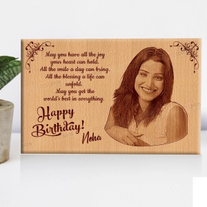 Personalized Engraved Wooden Photo Plaque Gift for Birthday Special-Medium: 9x6 inches