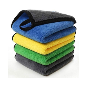 INGENS Microfiber Cloth for Car Cleaning and Detailing, Dual Sided, Extra Thick Plush Microfiber Towel Lint-Free(Pack of 4), Multicolor 650 GSM, 40cm x 40cmÂ â?¦