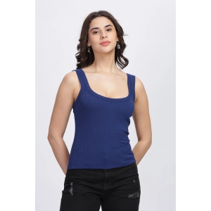 Women Vest Crop Top, Sleeveless, Poly Viscose Lycra, Daylight Blue-S / Daylight Blue