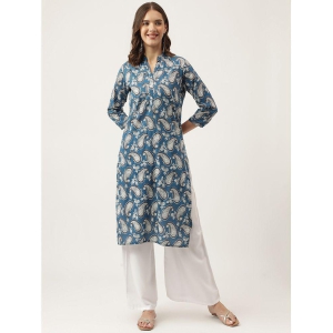 Divena - Blue Cotton Womens Straight Kurti ( Pack of 1 ) - None