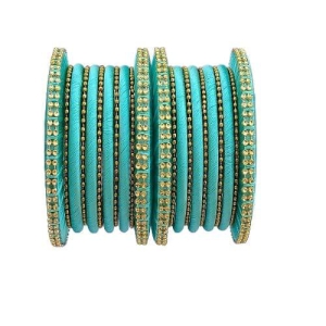 Stylish Alloy Women & Girls Ball Chain Bangles with Intricate Bagdi Thread Design - Ball Chain Bangles - Bagdi Thread Bangles - Traditional Bangles for Wedding, Party, Anniversary-10 (Pista, 2.4)