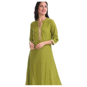 Karigari Green Cotton Princess cut Kurti - S