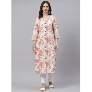 Divena - Cream Cotton Women's A-Line Kurti ( Pack of 1 ) - None