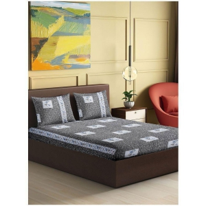 Abhikram - Gray Cotton Double Bedsheet with 2 Pillow Covers - Gray