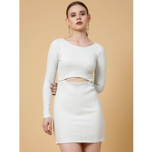 Rigo Cotton Solid Mini Womens Bodycon Dress - White ( Pack of 1 ) - None