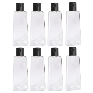 HARRODS Empty Clear Plastic Bottles Refillable Travel Size Cosmetic Travelling Containers Small Leak Proof Squeeze Bottles with Black Flip Cap for Toiletries,Shampoo (200ml Pack of 8)