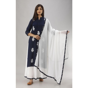 MAUKA - Blue Straight Rayon Women''s Stitched Salwar Suit ( Pack of 1 ) - None