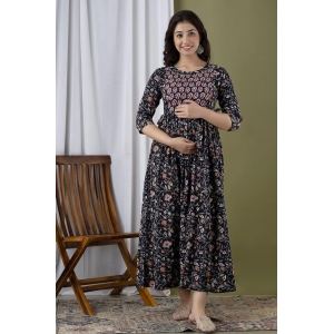 KASHVI Creation Womens Cotton Floral Printed Anarkali Maternity Breast Feeding Kurti (KT0024_P)