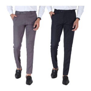 SREY - Grey Polycotton Slim - Fit Men's Trousers ( Pack of 2 ) - None