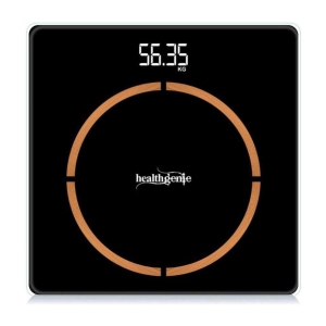 Healthgenie Digital Weight Machine Thick Tempered Glass LCD Display - Black Digital Weighing Scale