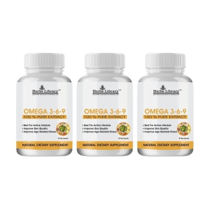 Herbs Library Omega 3 6 9 Supplement For Skin, Heart & Joint Health 60 Capsules Each (Pack of 3)