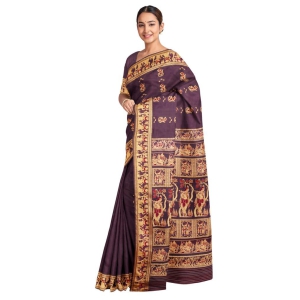 Baluchari Meena Silk Saree - Brown