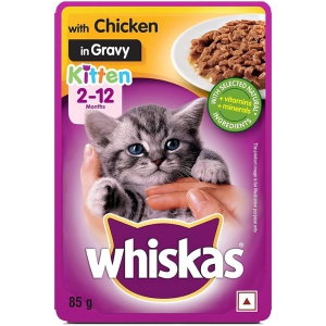 Whiskas Wet Food for Kittens (2-12 Months), Chicken in Gravy Flavour 85 gms