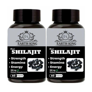 EARTH KING Raw Shilajit/Shilajeet Extract Capsule - 500mg 120 Capsules (Pack of 2)