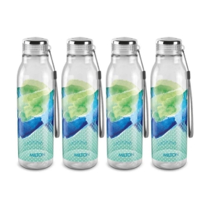 Milton Helix 1000 Pet Water Bottle, Set of 4, 1 Litre Each, Green - Green