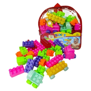 Humaira Building Blocks Toy with Wheel Educational Bricks Toys Sets Puzzles Games for Kids, Children, Multicolour, 0 to 5 Years