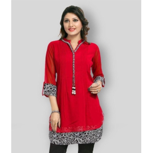 Meher Impex - Red Georgette Women''s Double Layered Kurti ( Pack of 1 ) - L