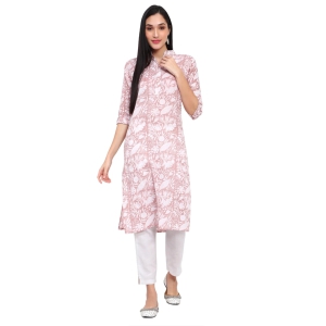 Peach Cotton Printed Kurta-XL