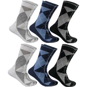 hicode Lycra Mens Printed Multicolor Mid Length Socks ( Pack of 6 ) - Multicolor