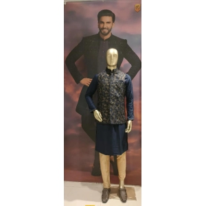 KURTA JACKET-L / NAVY BLUE