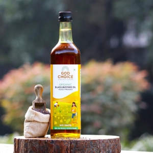 Organic Black Mustard Oil | Wood Pressed |Single-Filtered-1L Glass Bottle