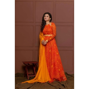 Saffron Orange Bejewelled Anarkali-XS