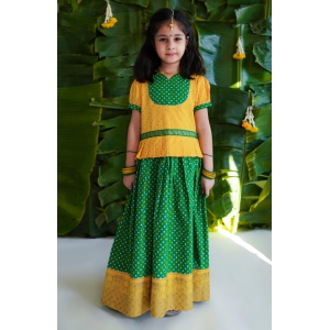 Girl Bandhani Pattu Pavdai-Yellow 3Y