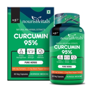 NourishVitals Curcumin 95% Curcuminoids, 500 mg Turmeric with Piperine Extract Supplement, 60 Veg Capsules