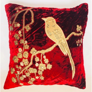 cushion-cover-golden-bird-maroon-16x16-set-of-5